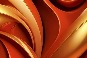 AI generated 3d rendering luxury red and golden abstract background. Pro Photo