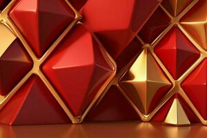 AI generated 3d rendering luxury red and golden abstract background. Pro Photo