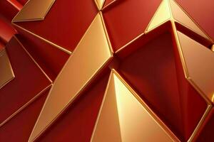 AI generated 3d rendering luxury red and golden abstract background. Pro Photo