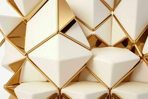 AI generated 3d rendering luxury white and golden abstract background. Pro Photo