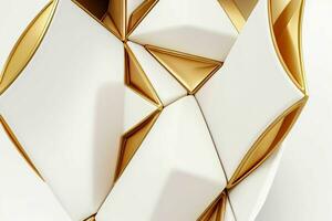 AI generated 3d rendering luxury white and golden abstract background. Pro Photo