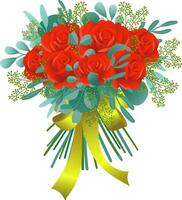 Illustration of a congratulatory bouquet of red roses. Vector illustration