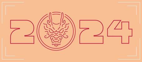 Happy new year, Chinese New Year 2024 , Year of the Dragon , peach color tone vector