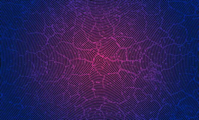 a purple and blue fingerprint effect with grungy background with a circular pattern