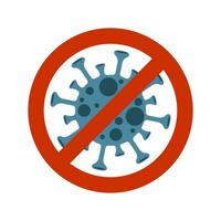 Vector sign caution virus. Stop covid or flu outbreak. Isolated simple illustration for medical design