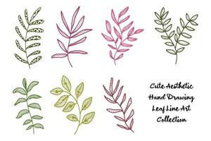 Aesthetic Leaf Line Drawing Collection vector