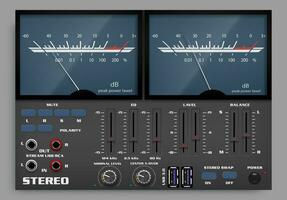 Sound mixer sliders. Interface elements for music programs and applications for dj concept. Player and audio processing, modern technology and digital world. Vector illustration.