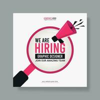 Job Hiring Social Media Post Banner Template, We Are Hiring Post Layout, Editable Hiring Post Design vector