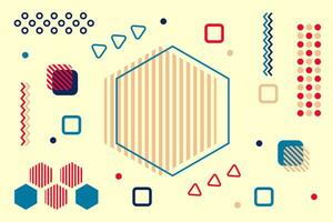 Abstract background in The Memphis style. Chaotically arranged geometric shapes on a light background vector