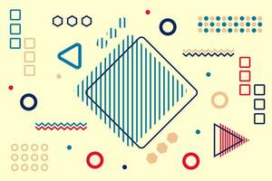 Abstract background in The Memphis style. Chaotically arranged geometric shapes on a light background vector