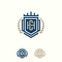 Elegant shield and letter HC vector logo design template