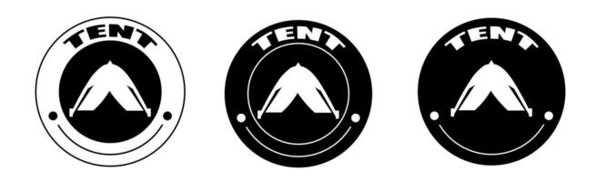 Black and white illustration of tent icon in flat. Stock vector. vector