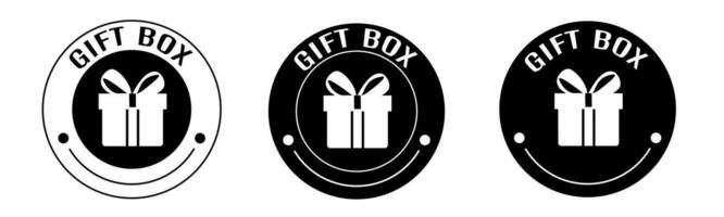 Black and white illustration of gift box icon in flat. Stock vector. vector