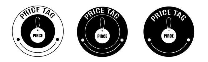 Black and white illustration of price tag icon in flat. Stock vector. vector