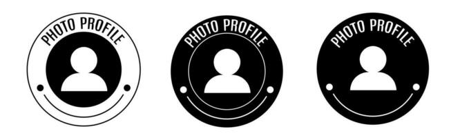 Black and white illustration of photo profile icon in flat. Stock vector. vector