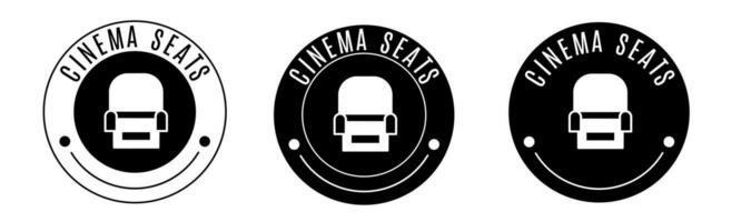 Black and white illustration of cinema seats icon in flat. Stock vector. vector