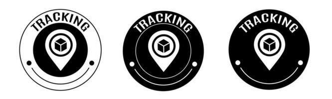 Black and white illustration of tracking icon in flat. Stock vector. vector
