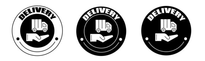 Black and white illustration of delivery icon in flat. Stock vector. vector