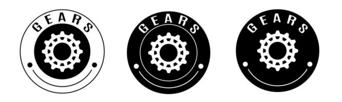 Black and white illustration of gear icon in flat. Stock vector. vector