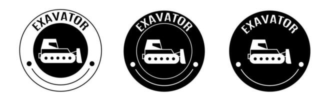 Black and white illustration of excavator icon in flat. Stock vector. vector