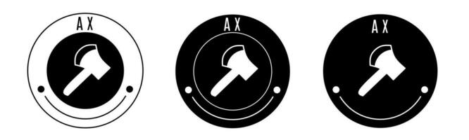 Black and white illustration of ax icon in flat. Stock vector. vector