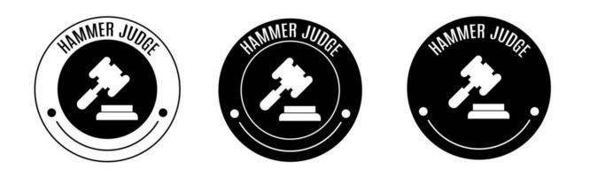 Black and white illustration of hammer judge icon in flat. Stock vector. vector