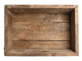 Empty wooden box isolated on white photo