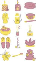 Dusty Pink Yellow Wellness Spa Illustration Set vector
