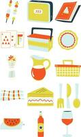 Happy Summer Picnic Illustration Set vector