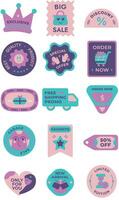 Shopping Sticker Element Set vector