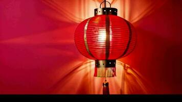 ai gerado 1 vermelho lanterna para chinês Novo ano, luminária para fundo. video