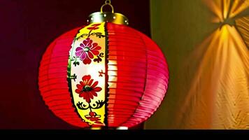 ai généré un rouge lanterne pour chinois Nouveau année, lampe pour Contexte. video