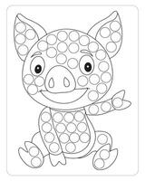 Pig Dot Marker for  Coloring Pages vector