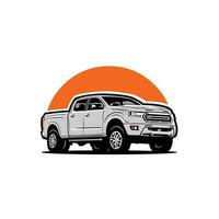 Heavy Duty Pickup Dually Double Cabin Truck Vector Isolated in White Background