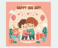 Flat Illustration for Hug Day Celebration vector