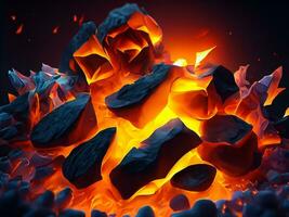 resumen imagen de carbón en un brillante fuego foto