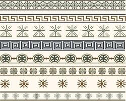 Intricate Greek Patterns and Geometric Designs in Neutral Colors vector