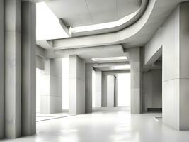 AI generated White clean empty architecture interior space room studio background wall display products minimalistic. 3d rendering. photo