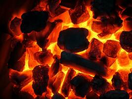 ai generado resumen imagen de carbón en un brillante fuego foto