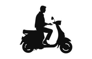 A Person Riding Scooter Vector Silhouette isolated on a white background