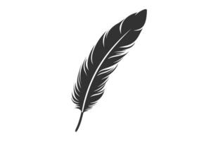 A Feather black Silhouette isolated Vector, Bird Feather Clipart on a white background vector