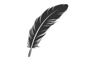 A Feather black Silhouette isolated Vector, Bird Feather Clipart on a white background vector