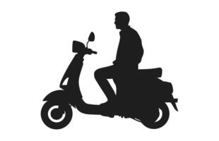 A Person Riding Scooter Vector Silhouette isolated on a white background