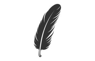 un pluma negro silueta aislado vector, pájaro pluma clipart en un blanco antecedentes vector