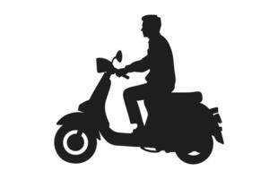 un persona montando scooter vector silueta aislado en un blanco antecedentes