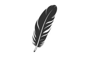 A Feather black Silhouette isolated Vector, Bird Feather Clipart on a white background vector