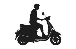 A Person Riding Scooter Vector Silhouette isolated on a white background