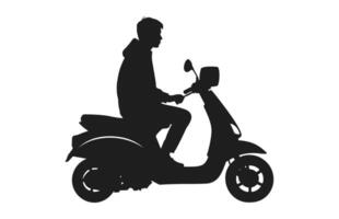 A Person Riding Scooter Vector Silhouette isolated on a white background