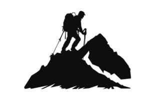 Alpinist Climber Vector Silhouette isolated on a white background