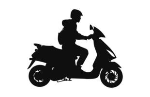 A Person Riding Scooter Vector Silhouette isolated on a white background